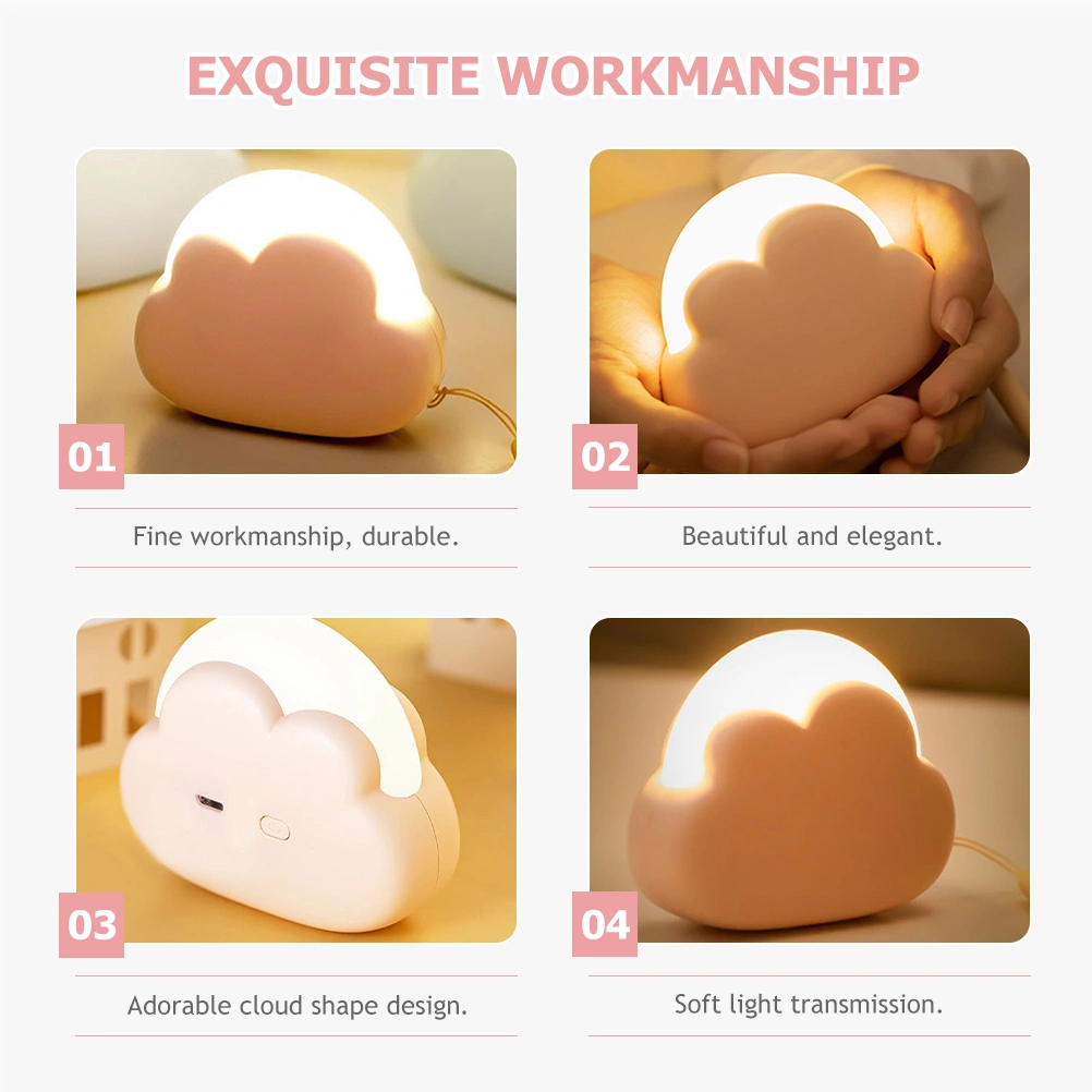 Led Night Light Bedroom Lighting Cloud Shape Rechargeable Nursing Light