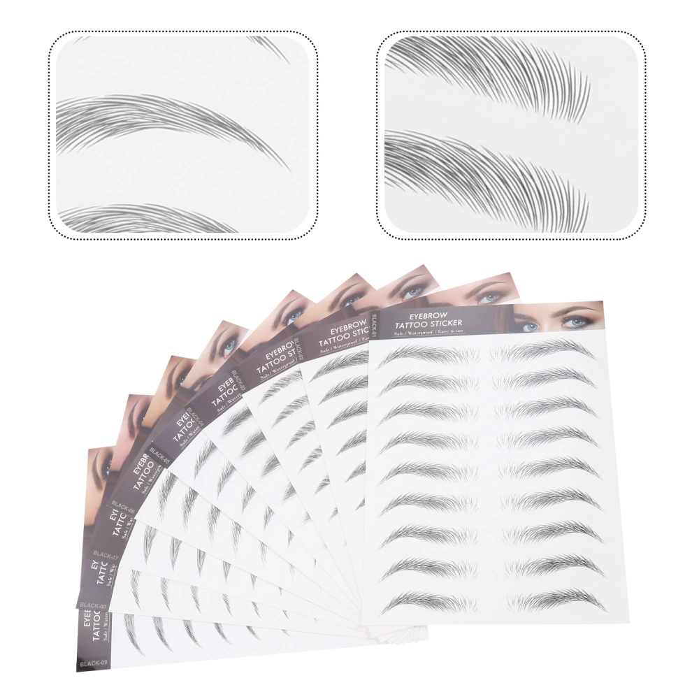 9 Sheets Eyebrows Sticker False Eyebrows Tattoos Temporary Eyebrows Tattoos