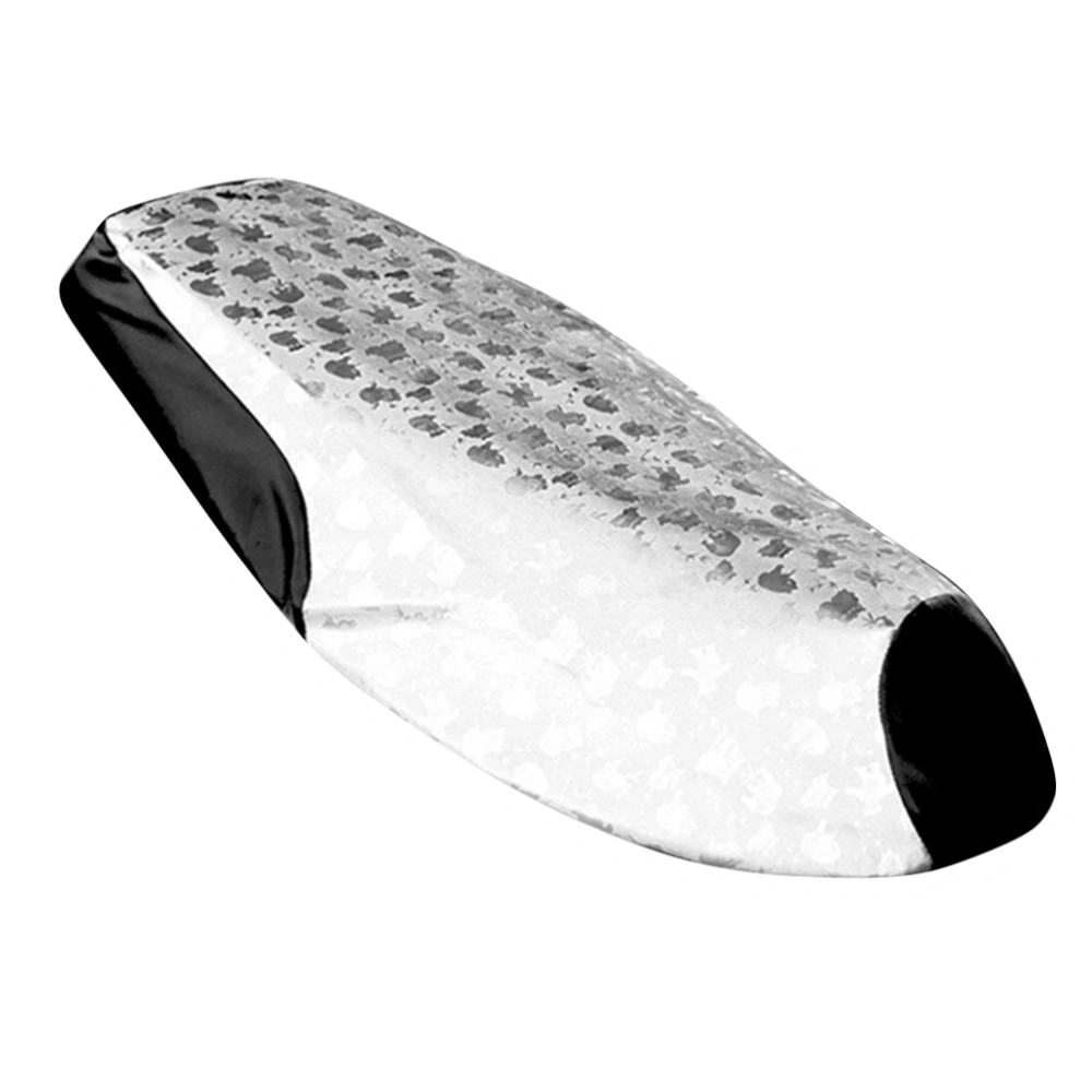 PU Leather Waterproof Cycling Scooter Seat Pad Comfortable Chic Printed Motorcycle Saddle Cover Sun Protection Seat Cushion Protector - Size XL (Silver)