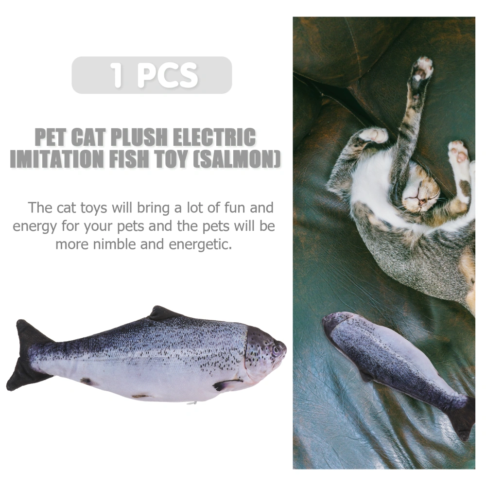 USB Recharging Artificial Fish Toy Electric Fish Cat Playing Fish Toy Kitten Teaser Funny Jumping Fish Toy (Blue Salmon)