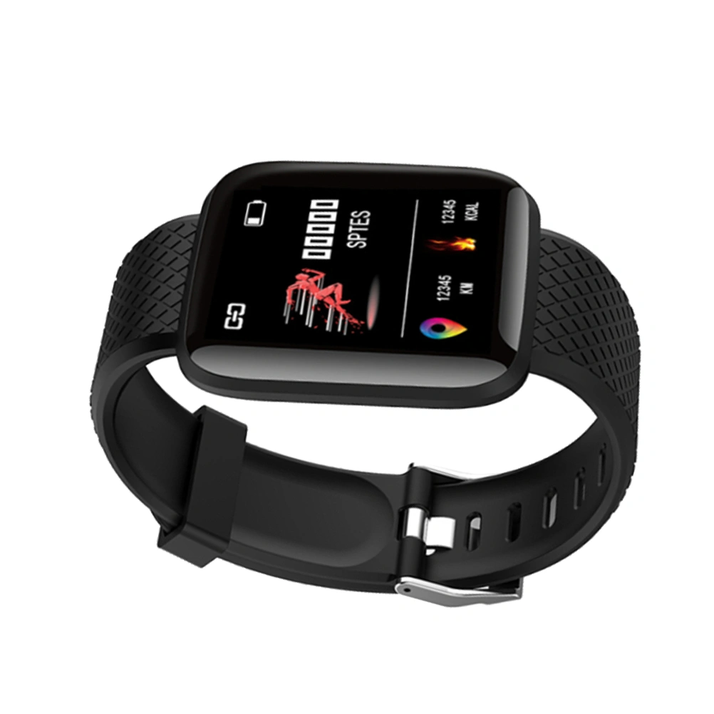 116plus USB Smart Wristband Blood Oxygen Sleep Monitor Daily Fitness Alarm Smart Band Bracelet Call Information Synchronization (Black)