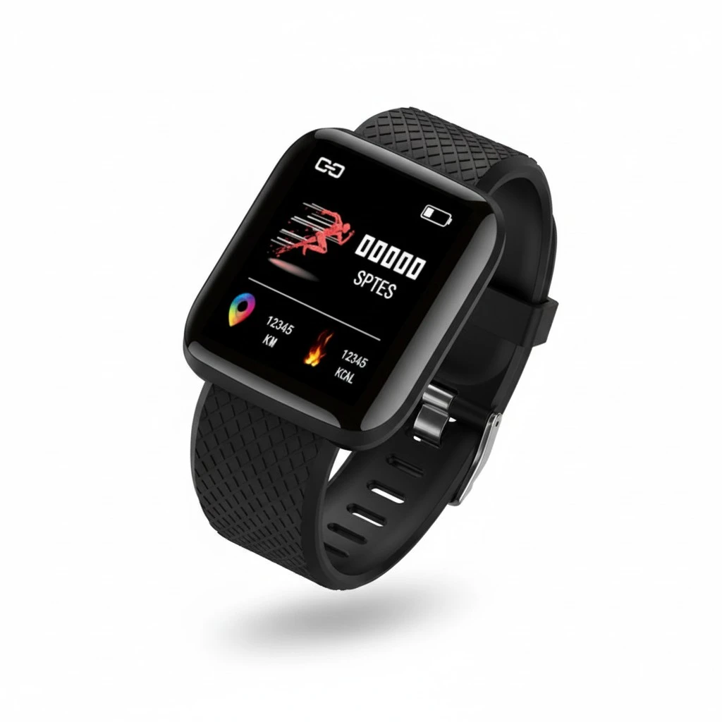116plus USB Smart Wristband Blood Oxygen Sleep Monitor Daily Fitness Alarm Smart Band Bracelet Call Information Synchronization (Black)