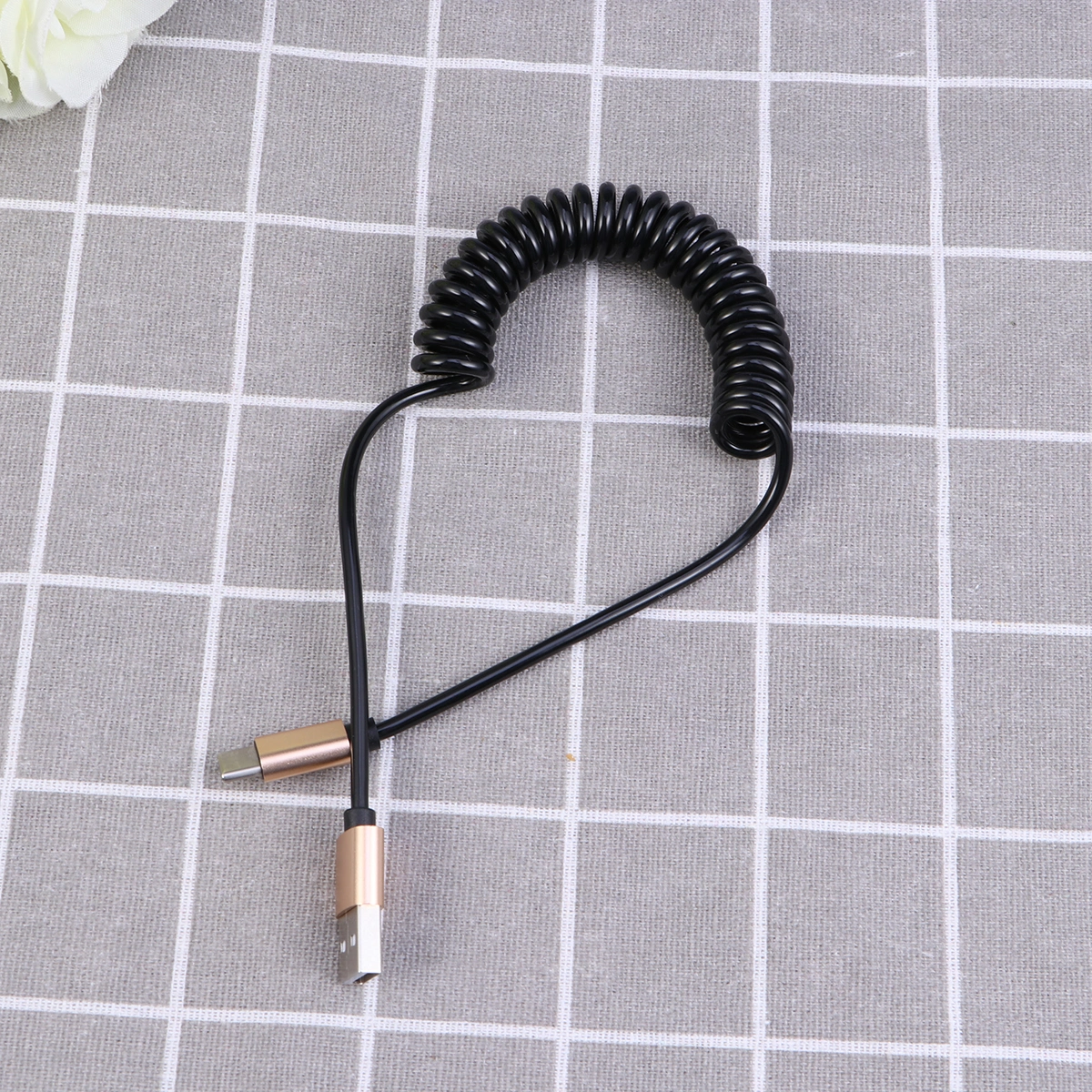 Type-C USB 3.1A Spring Data Line Charging Cable Fast Charging Cord High Charger Cable(Golden)