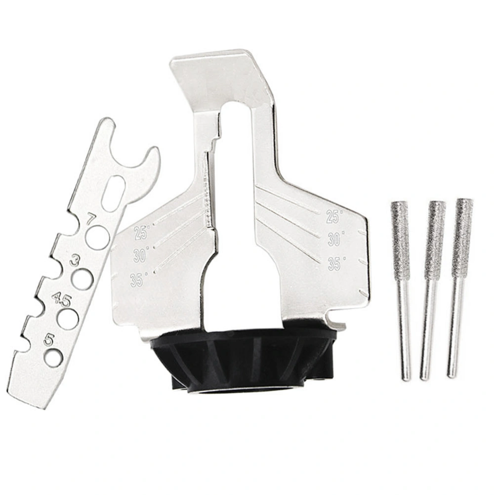 5pcs Sharpening Serrated Tool Set Rotary Power Drill Hand Sharpener Adapter Polishing Tools and Ruler Grinding Tool Silver