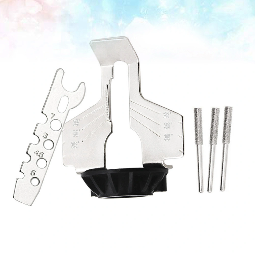 5pcs Sharpening Serrated Tool Set Rotary Power Drill Hand Sharpener Adapter Polishing Tools and Ruler Grinding Tool Silver