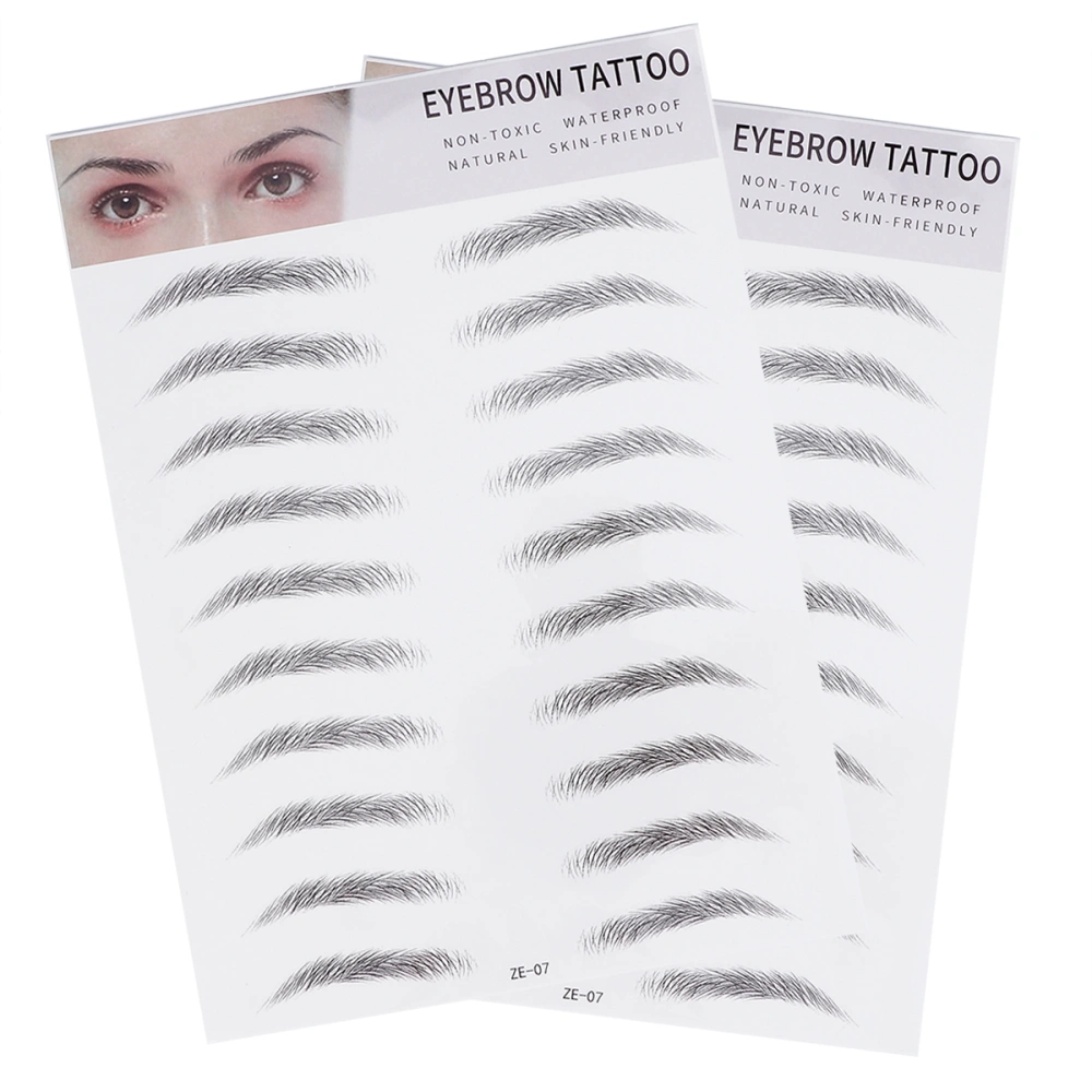 2pcs Imitation Eyebrow Artificial Eyebrow Hair-like Eyebrow Transfer Stickers Eyebrow Tool for Men Women (Type 7, Black)