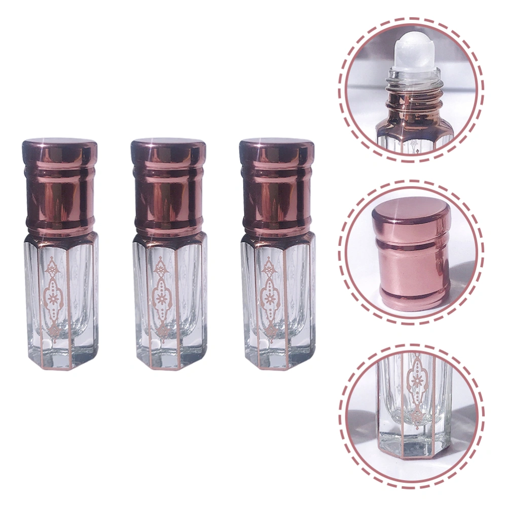 3pcs Refillable Glass Roller Bottles Roll On Bottles Glass Perfume Bottles 3ml