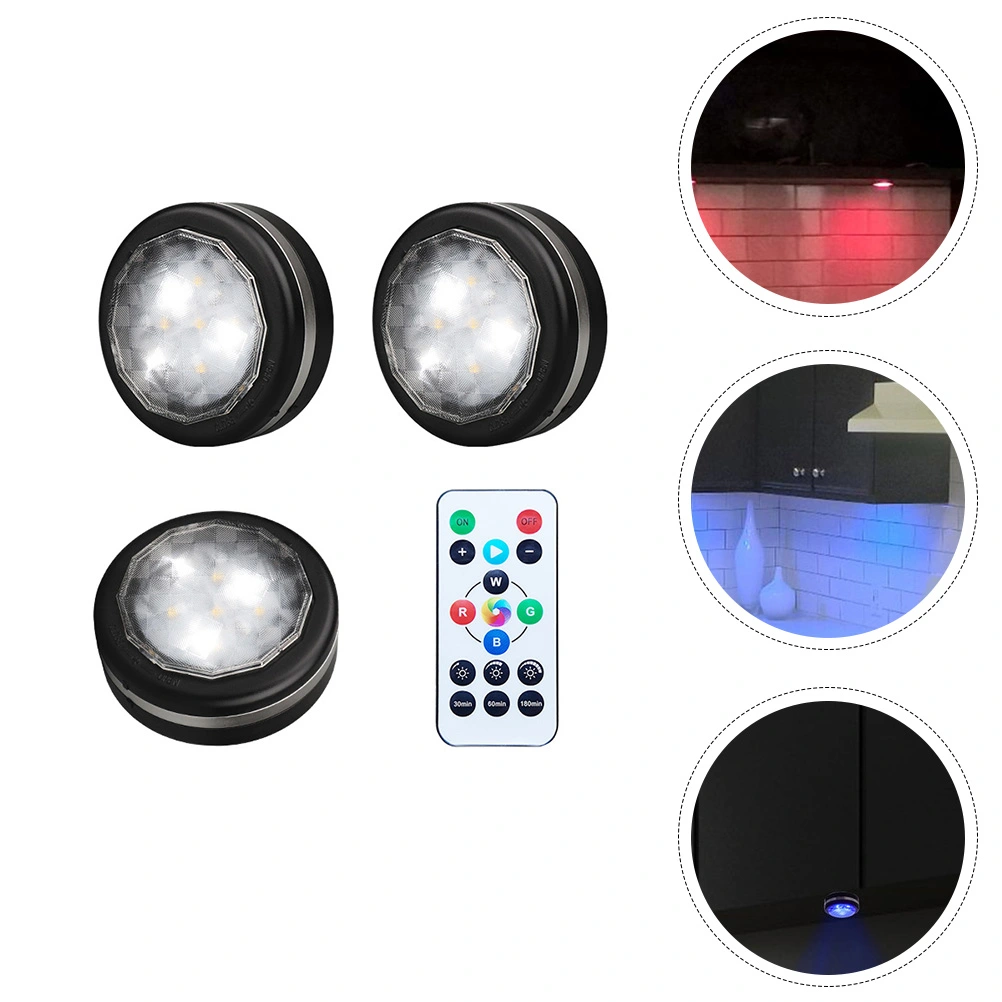 1 Set Dimming Remote Controlled LED Night Light Colorful RGB Cabinet Light