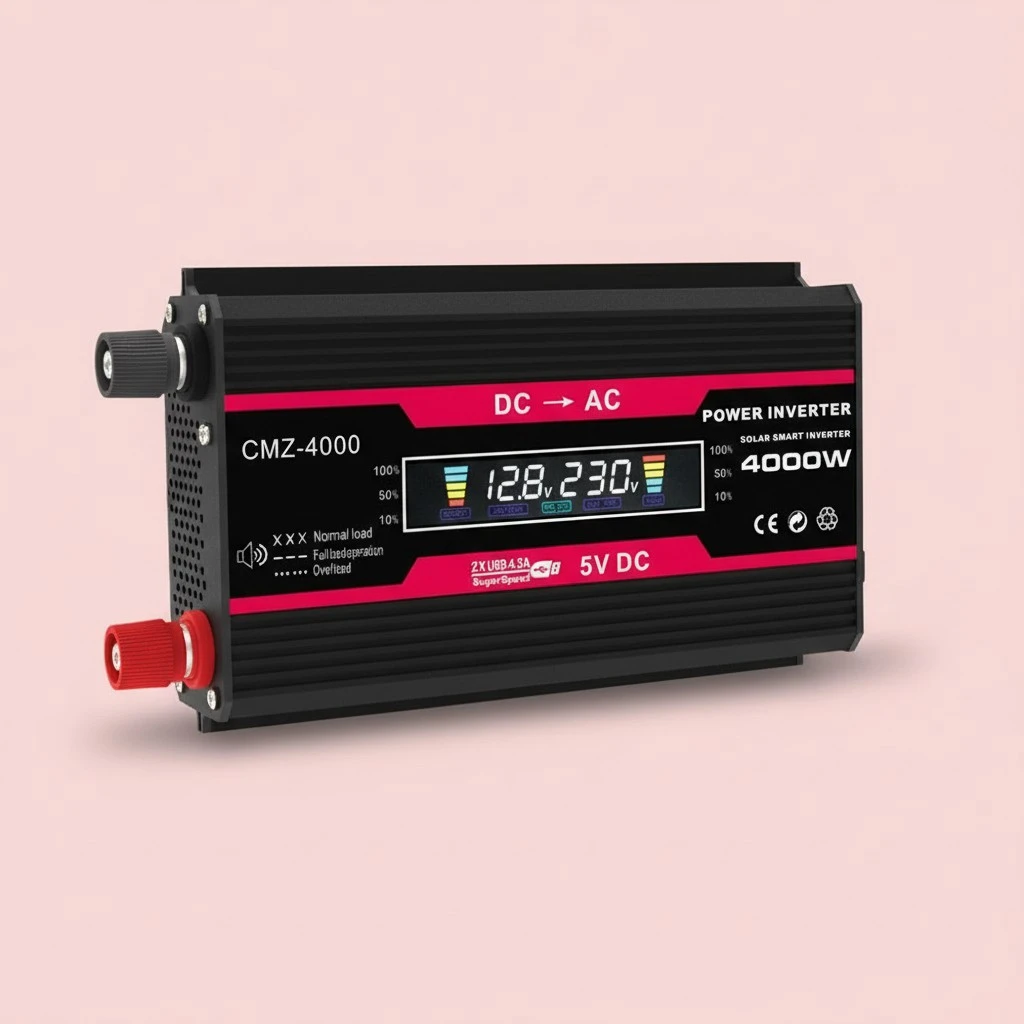 1 Set 4000W Power Inverter DC 12V to 220V AC Converter with Digital LCD Display