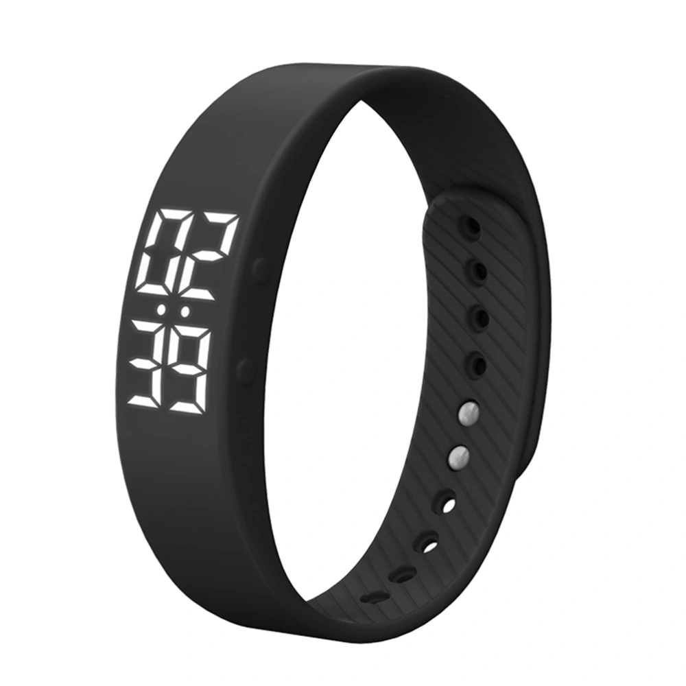 Intelligent LED Electronic Watch Silicone Smart Wrist Bracelet Adjustable Strap Simple Smart Bracelet (Black)