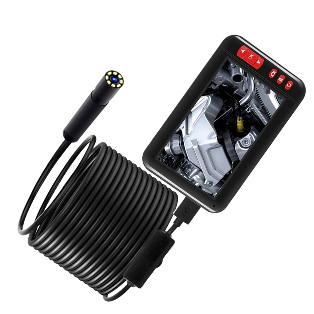 1 Set of 8mm 1080P High-definition Industrial Borescope Inspection Camera with 4.3 Inches Display Screen (Black)