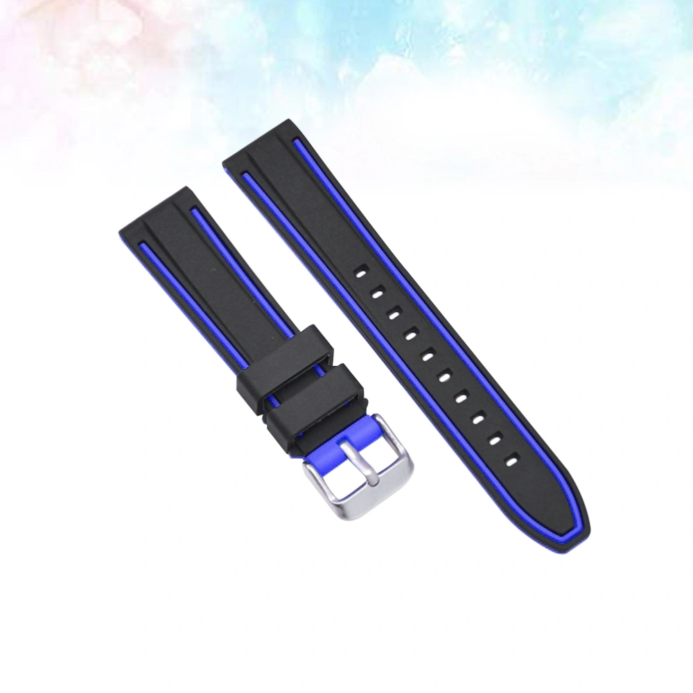 Silicone Wristwatch Replacement Watchband Dichromatic Smartwatch Strap Compatible for S3 (20mm Black and Blue)