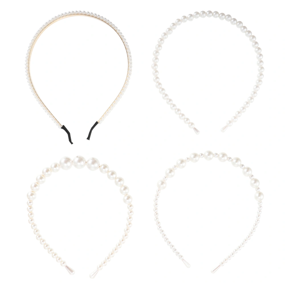 4pcs Creative Pearl Headbands Woman Plastic Headwear Headbands for Wedding