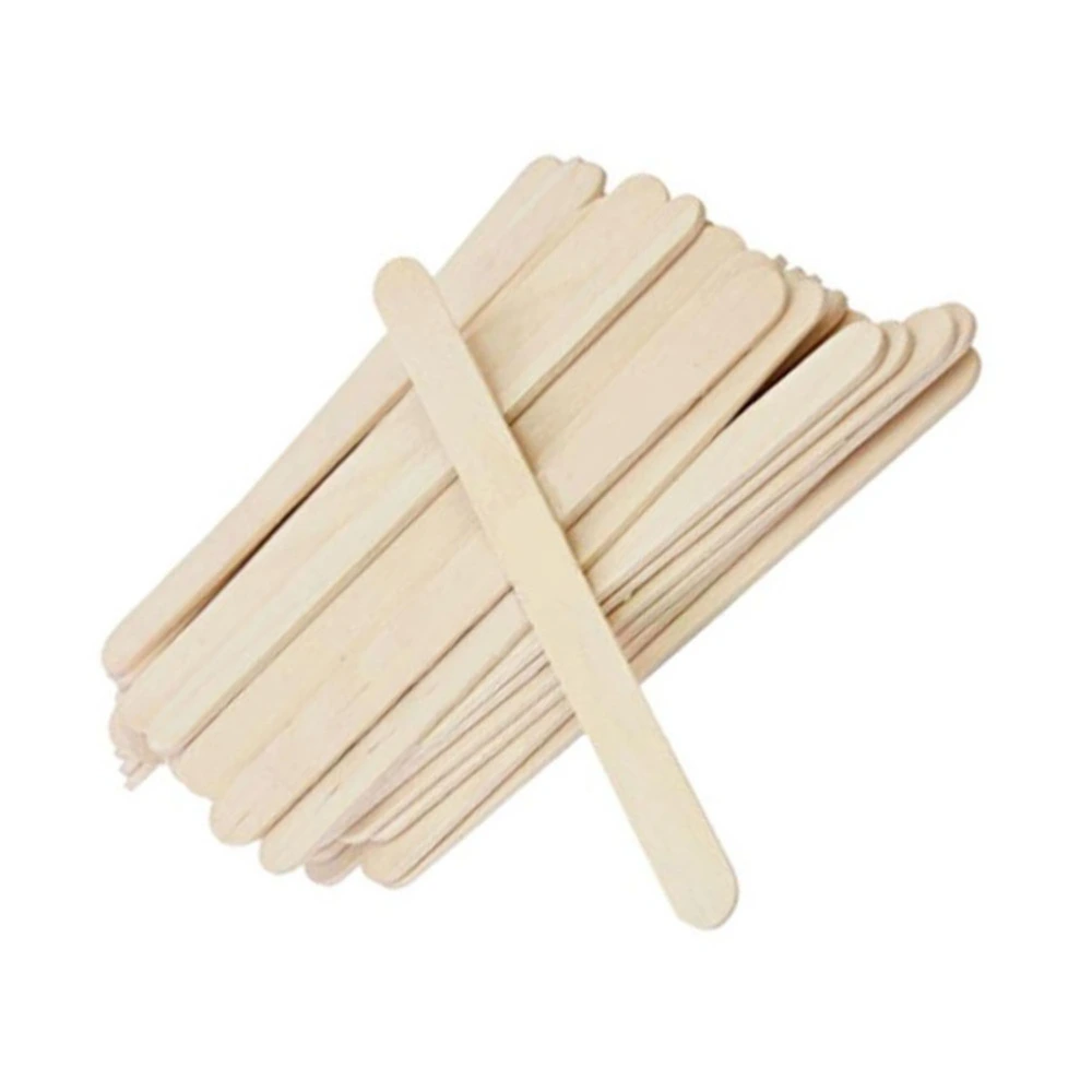 100pcs Natural Wood Craft Sticks Wood Colored Craft Stick Clubs for Ice Cream DIY Crafts Material