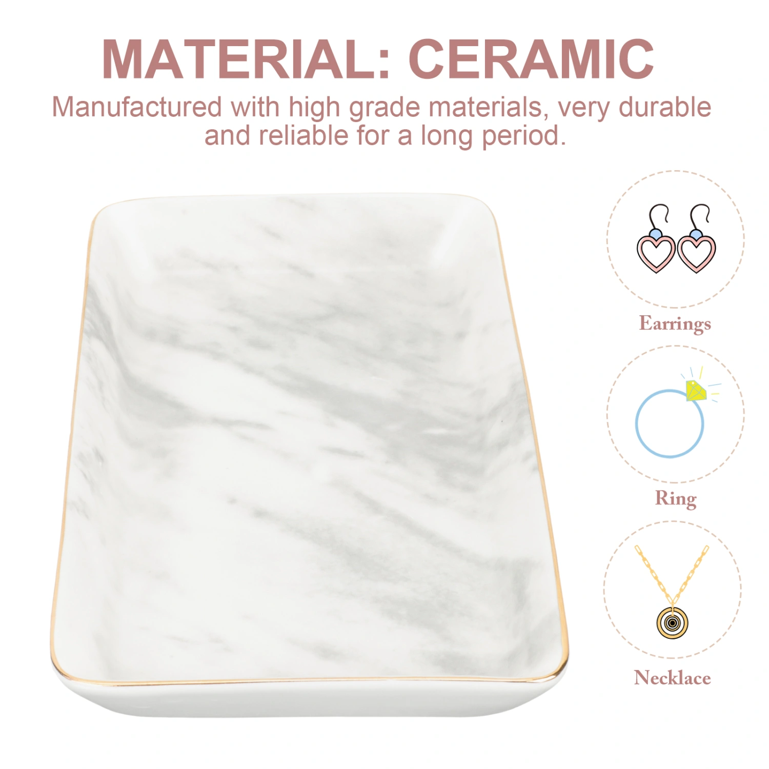 Ceramic Make-up Brush Tray Durable Jewelry Table Tray Practical Storage Tray