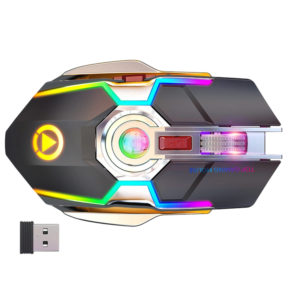 1pc RGB Colorful Wireless Electronic Sports Game Mute Charging Mouse Wireless Gaming Mouse for Friends (Black)