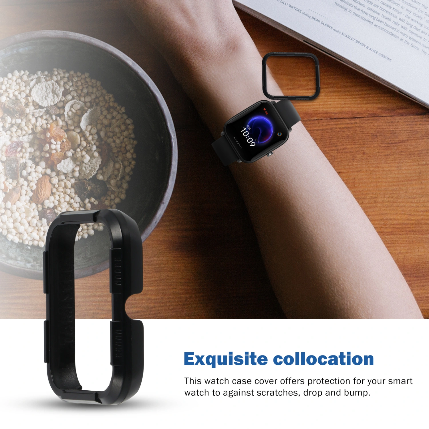1Pc Stylish Frame Smart Watch Protective Case Compatible for POP/ Bip U