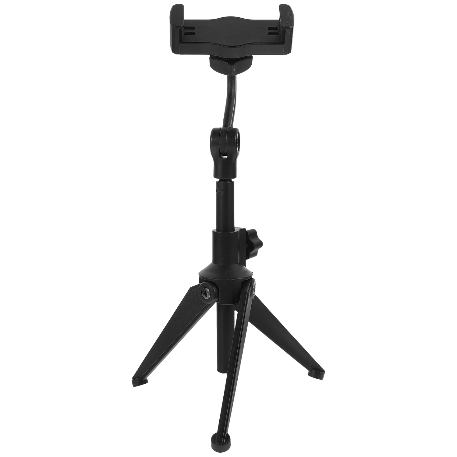 Desktop Telescopic Selfie Stick Tripod Adjustable Carbon Steel Broadcast Holder Rack Phone Mount with Remote Shutter (Black)