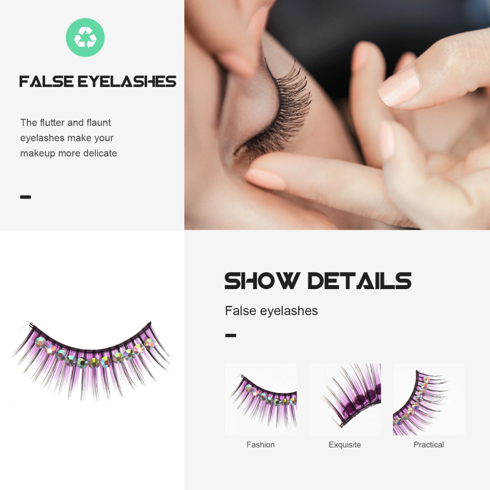 5 Pairs of Thick Exaggerated False Eyelashes with Diamond for Performance