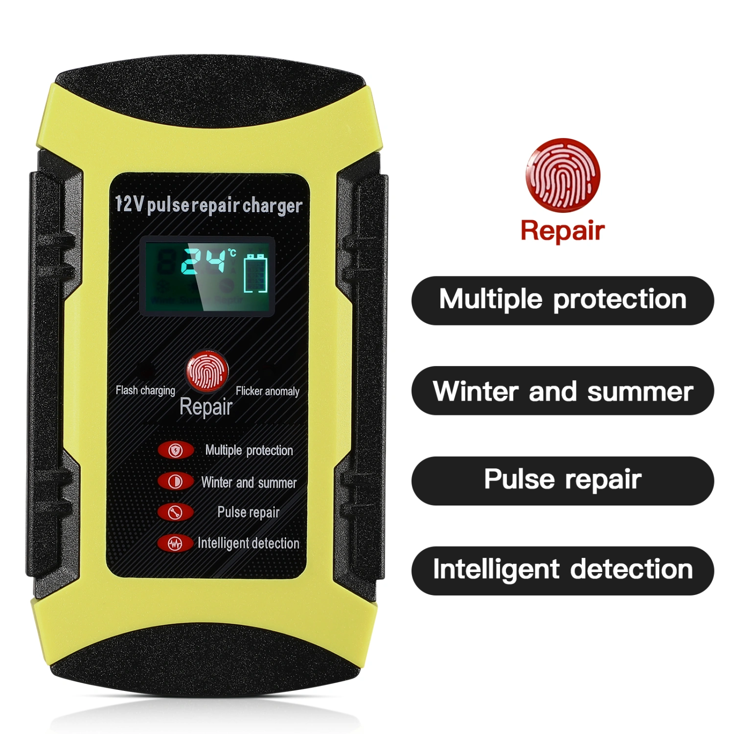 Car Battery Charger 12V 6A Model LCD Display Smart Automatic Battery Charger Maintainer Trickle Charger for Auto Truck (UK Plug)