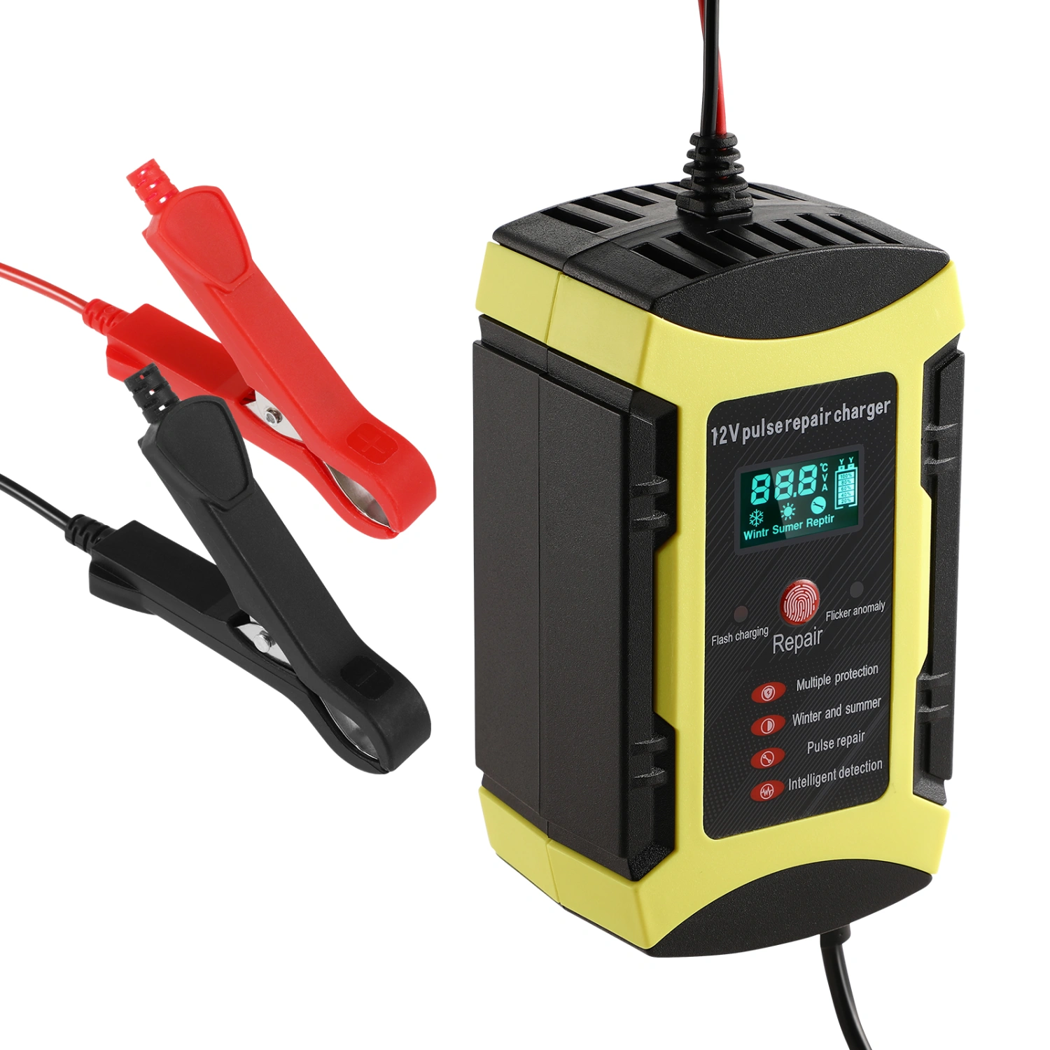 Car Battery Charger 12V 6A Model LCD Display Smart Automatic Battery Charger Maintainer Trickle Charger for Auto Truck (UK Plug)