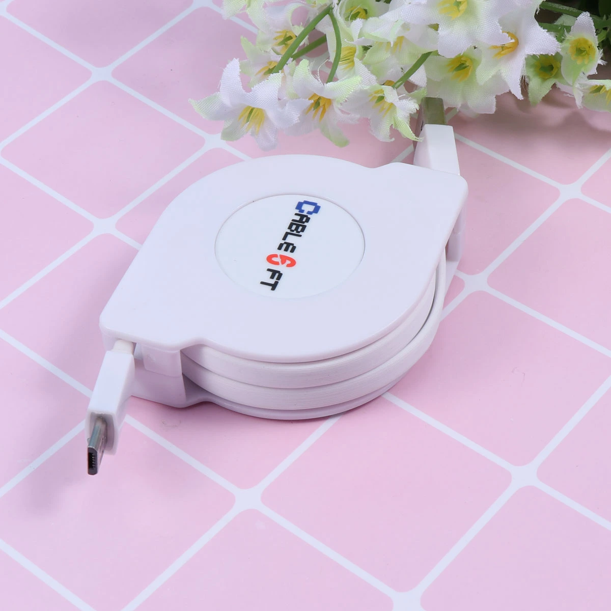 2m USB Charging Cable Retractable Fast Charging Cord Portable High Charger Cable for Android Phones (White)