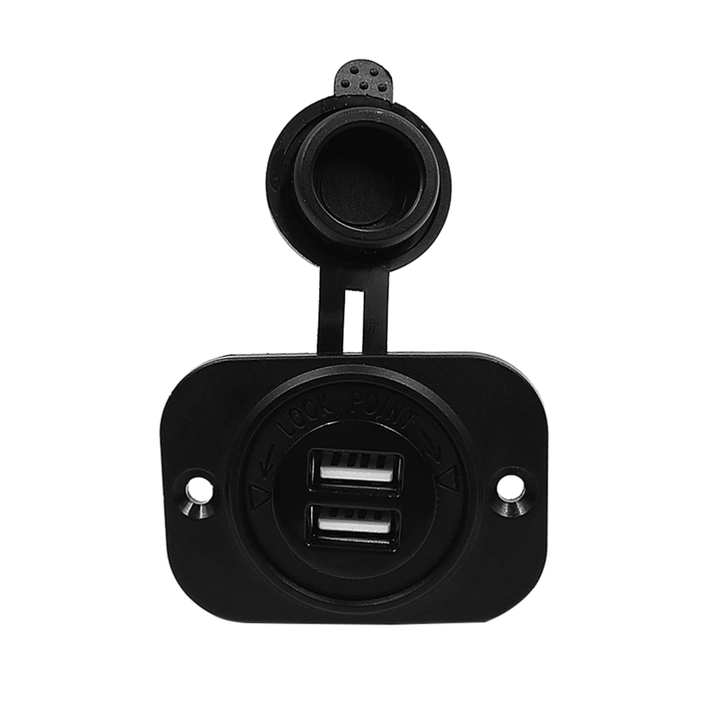 Portable 12V 2.1A Motorcycle Car Cigarette Lighter Socket Splitter Dual USB Port for /iPhone /Cellphone /GPS (Black)