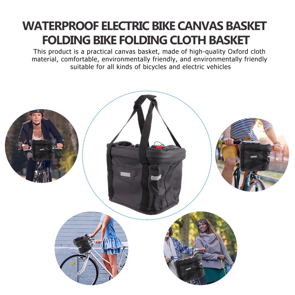 1pc Waterproof Electric Bike Canvas Basket Folding Bike Folding Cloth Basket