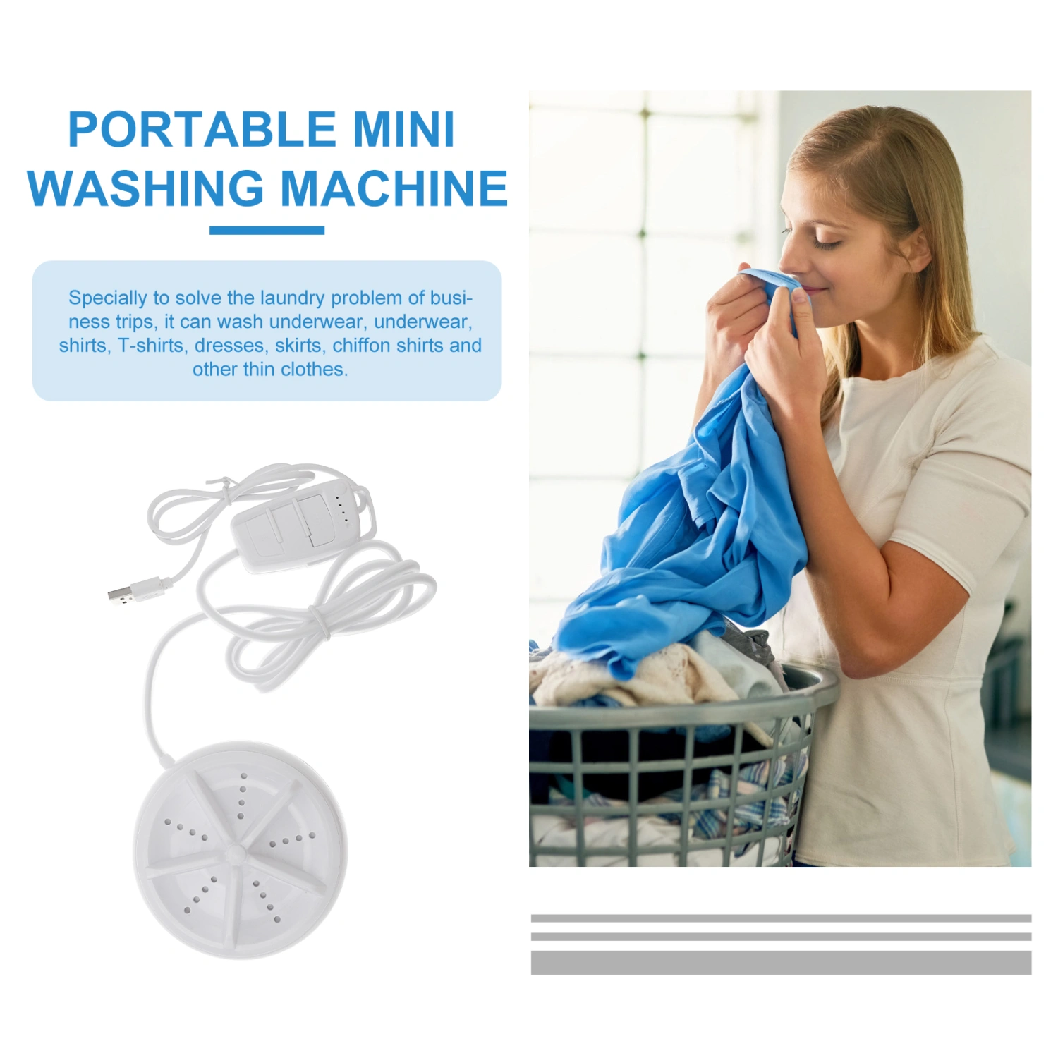 Ultrasonic Washer Portable Washing Machine for Dorm Travel Apartment Trip
