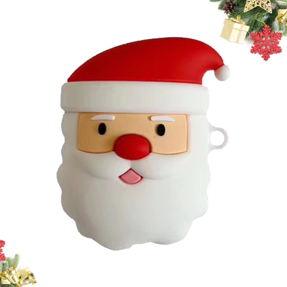 1Pcs Creative Wireless Earphone Cover Cartoon Headset Protective Cover Compatible for Iphone Airpods(Santa Style, Red)