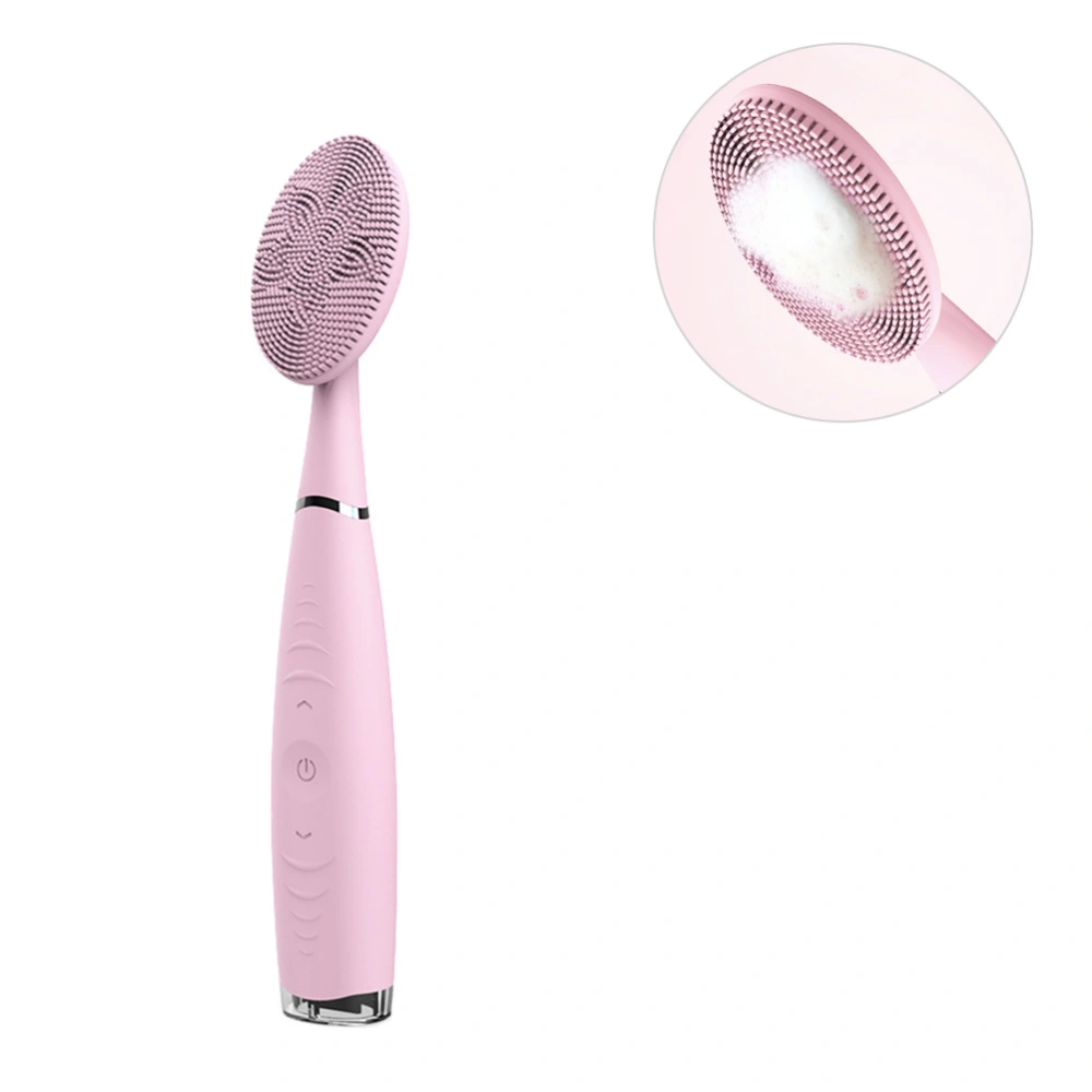 Handheld Facial Cleanser Electric Face Washing Cleaner Facial Cleansing Brush Pore Deep Cleansing Face Brush (Pink)