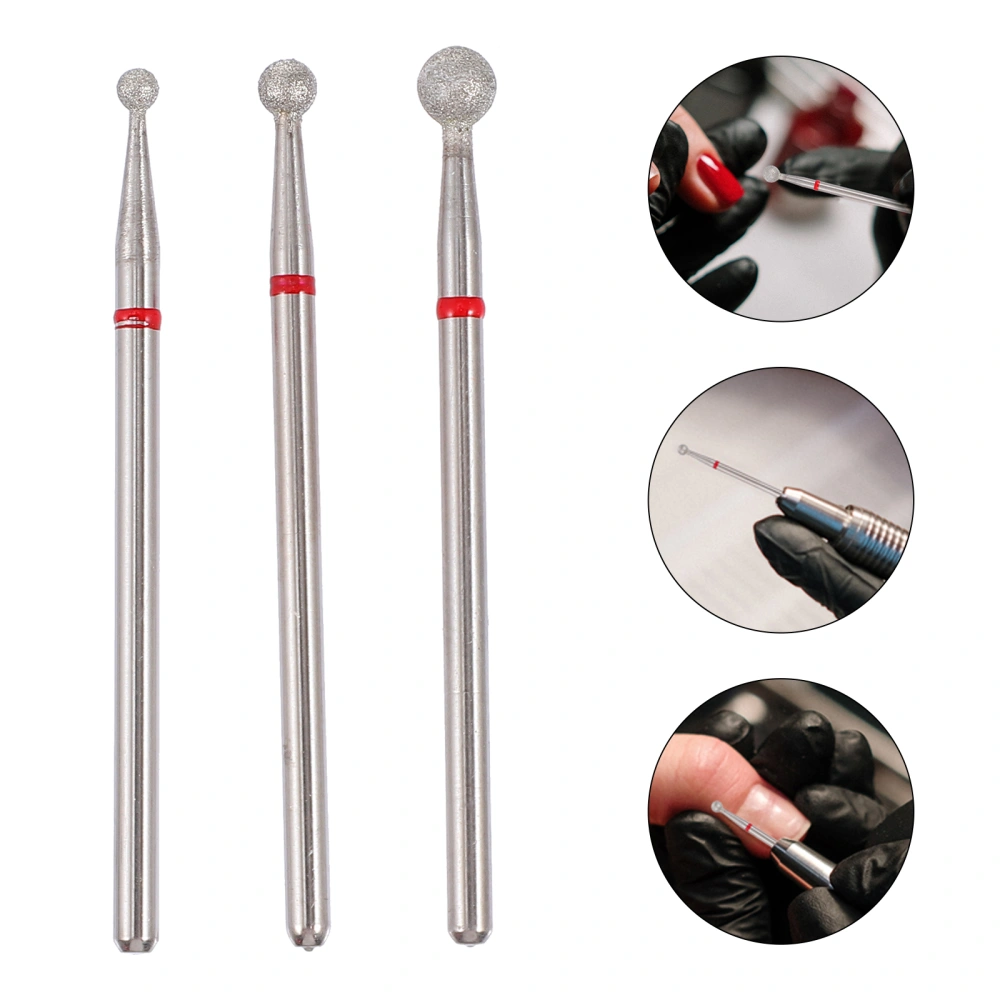 3pcs Nail Drill Head Manicure Drill Bit Electric Nail Sander Grinding Heads