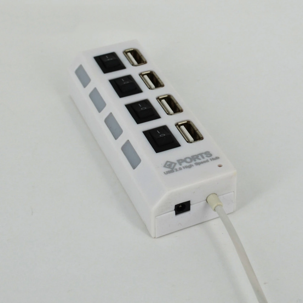 USB HUB 4 Sockets Independent Switch USB 2.0 Divider(White)