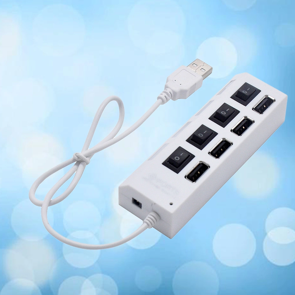 USB HUB 4 Sockets Independent Switch USB 2.0 Divider(White)