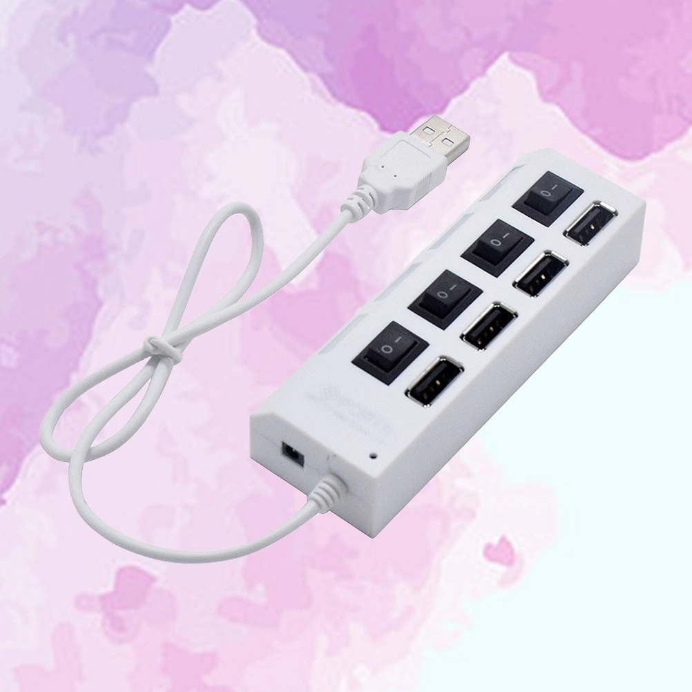 USB HUB 4 Sockets Independent Switch USB 2.0 Divider(White)
