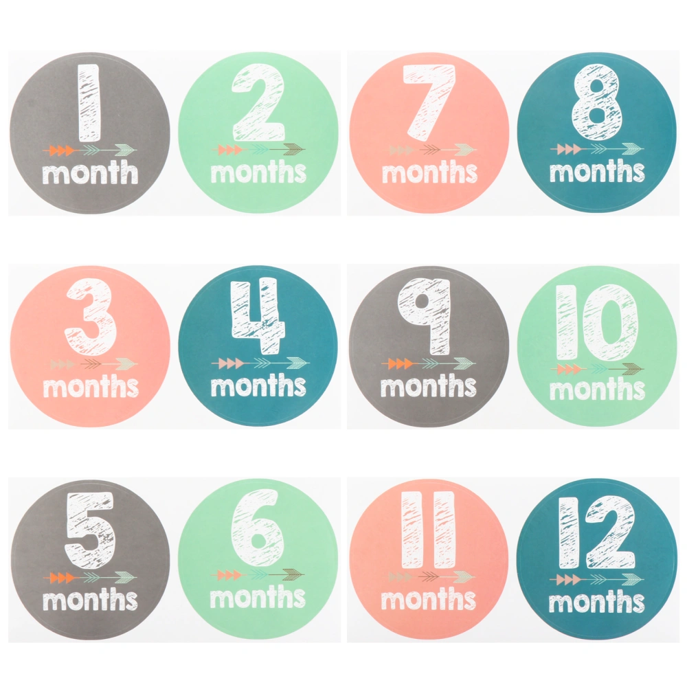 12Pcs Newborn Baby Girls and Boys Milestone Decals Stickers Photo Props