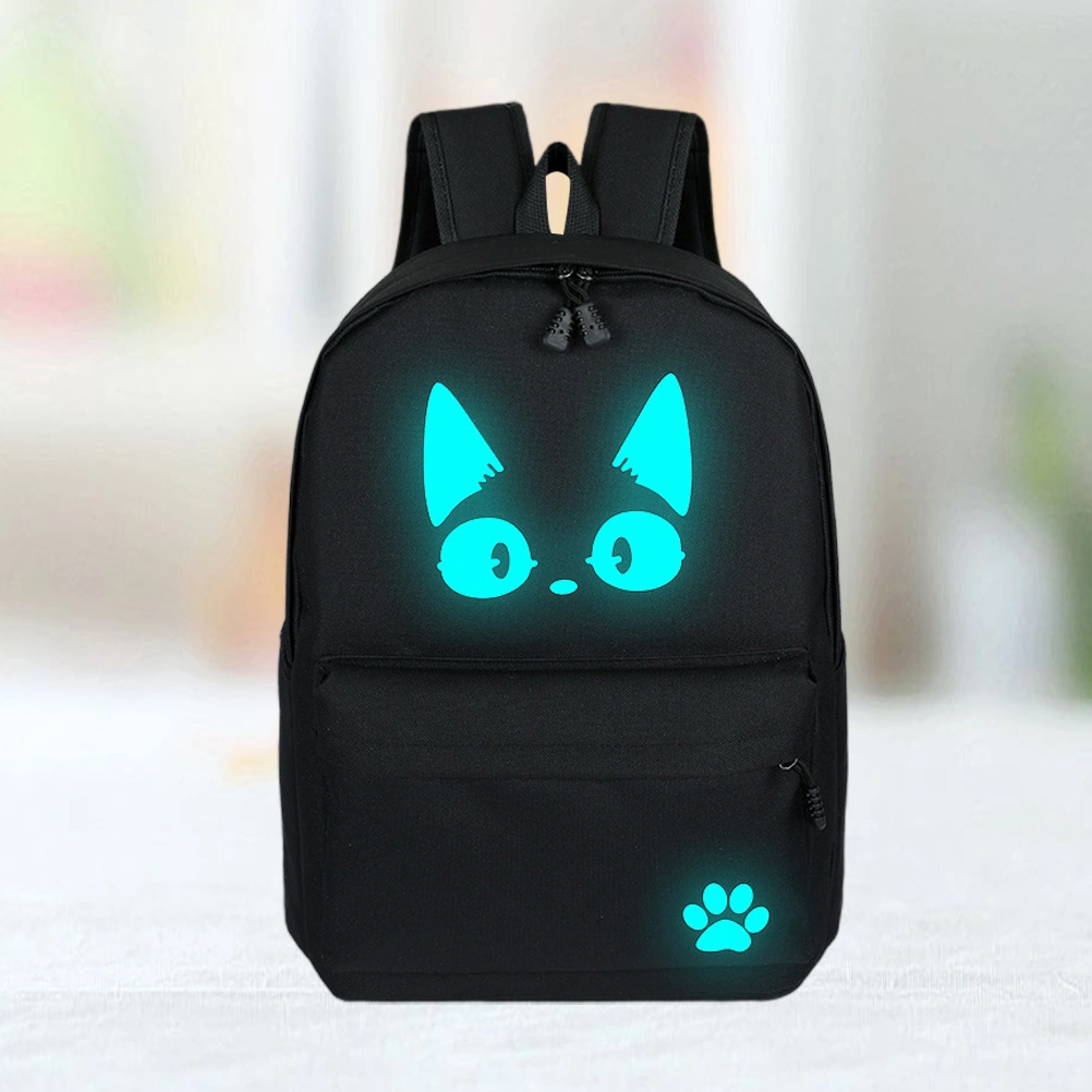 Cat Design Luminous Backpack Casual Canvas Satchel Student Bookbag Fashion Multifunctional Rucksack Travel School Bag
