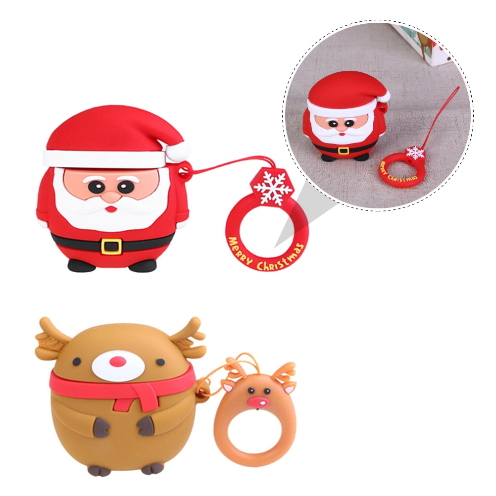 2 Pcs Christmas Earphone Storage Box Cover Earphone PVC Protective Case