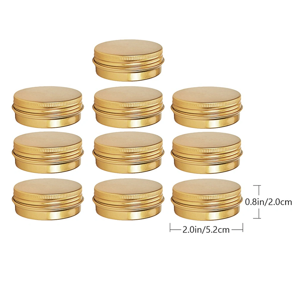 1 Set 10 Pcs 30ML Aluminium Screw-thread Storage Boxes Ointment Boxes (Golden)