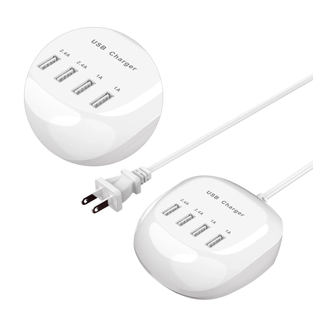 Intelligent Multi-port USB Charger 2.4A High Current Fast Charger Practical Charging Tool Compatiple for Iphone Android Phones with US Plug