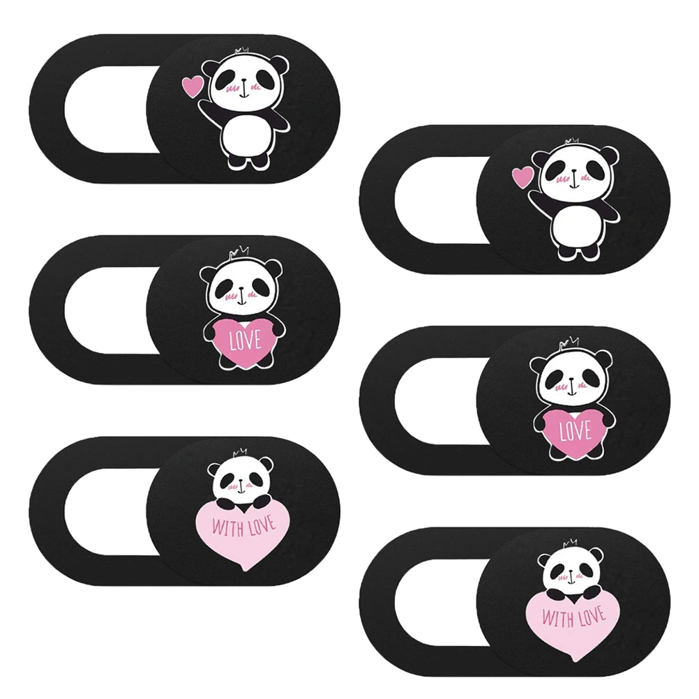 6 PCS Webcam Cover Slide Adorable Panda Pattern Anti-peeping Sliding Cover