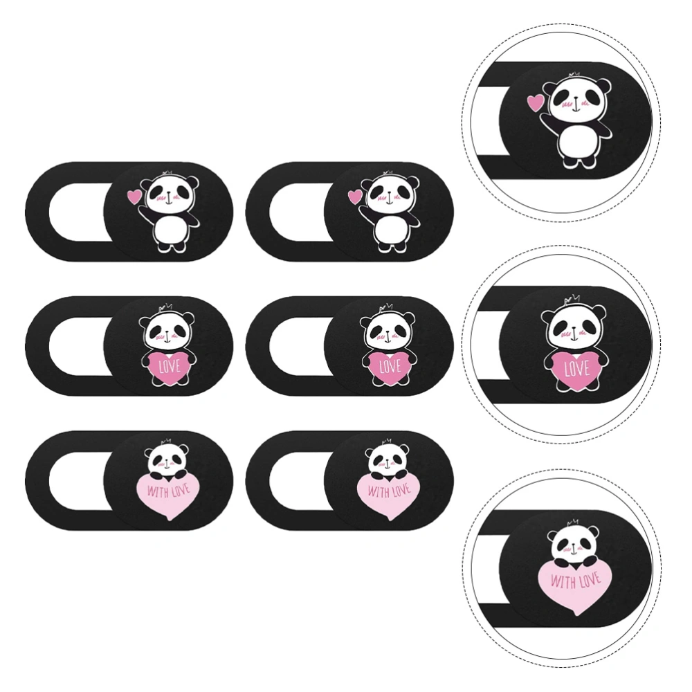 6 PCS Webcam Cover Slide Adorable Panda Pattern Anti-peeping Sliding Cover