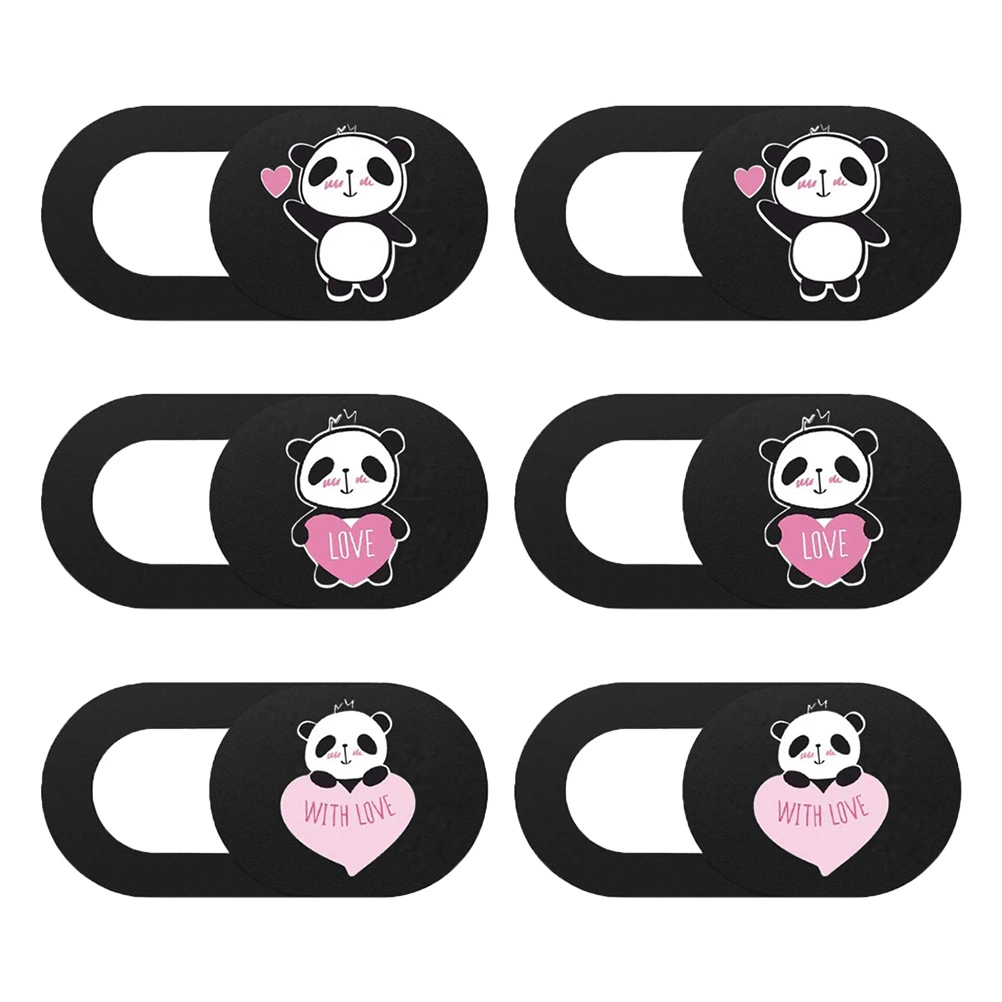 6 PCS Webcam Cover Slide Adorable Panda Pattern Anti-peeping Sliding Cover