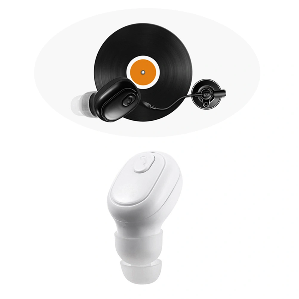 Single Mini Small Stereo In-Ear Earbuds Wireless Earphone Headset Headphone for Phone Upgrade Version White