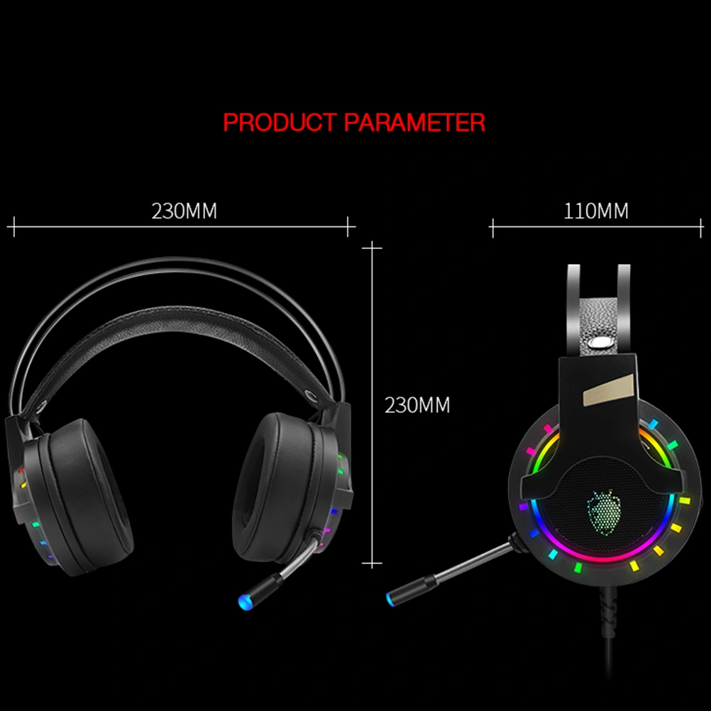 Game Headphones Portable Wired Headphones Practical USB Gaming Headset with Microphone (USB Single Plug)