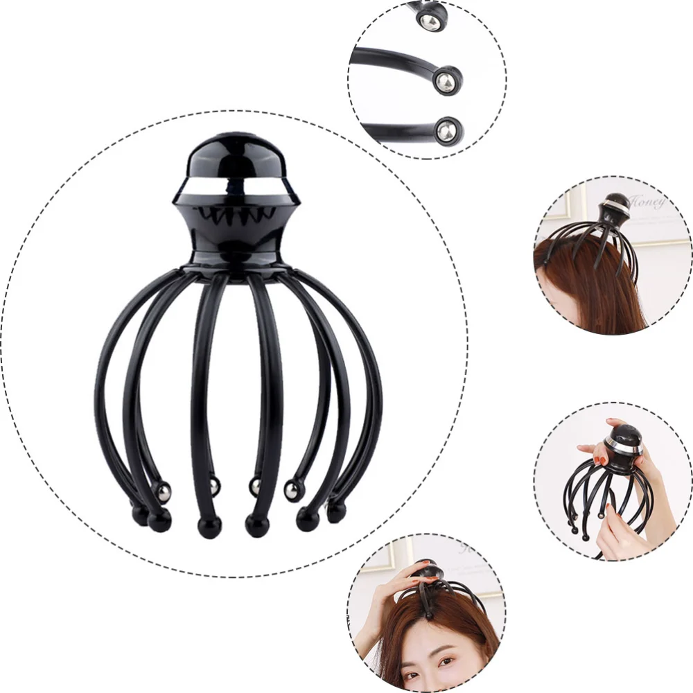 1pc Head Massage Claw Scalp Massage Tool Handheld Massager Steel Ball Head Massage Claw Electric Massage Machine (Black)