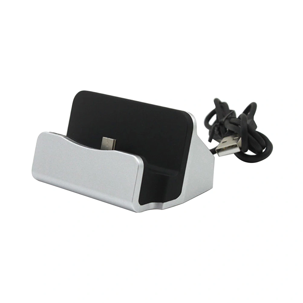 USB Android Micro USB Desktop Charger Fast Charge and Sync Charging Cradle Docking Station Stand for Galaxy S7 Edge/S6/S5/S4/ Note 5/4/3/ HTC/ LG/ Nexus 6/ Nexus 7 (Silver)