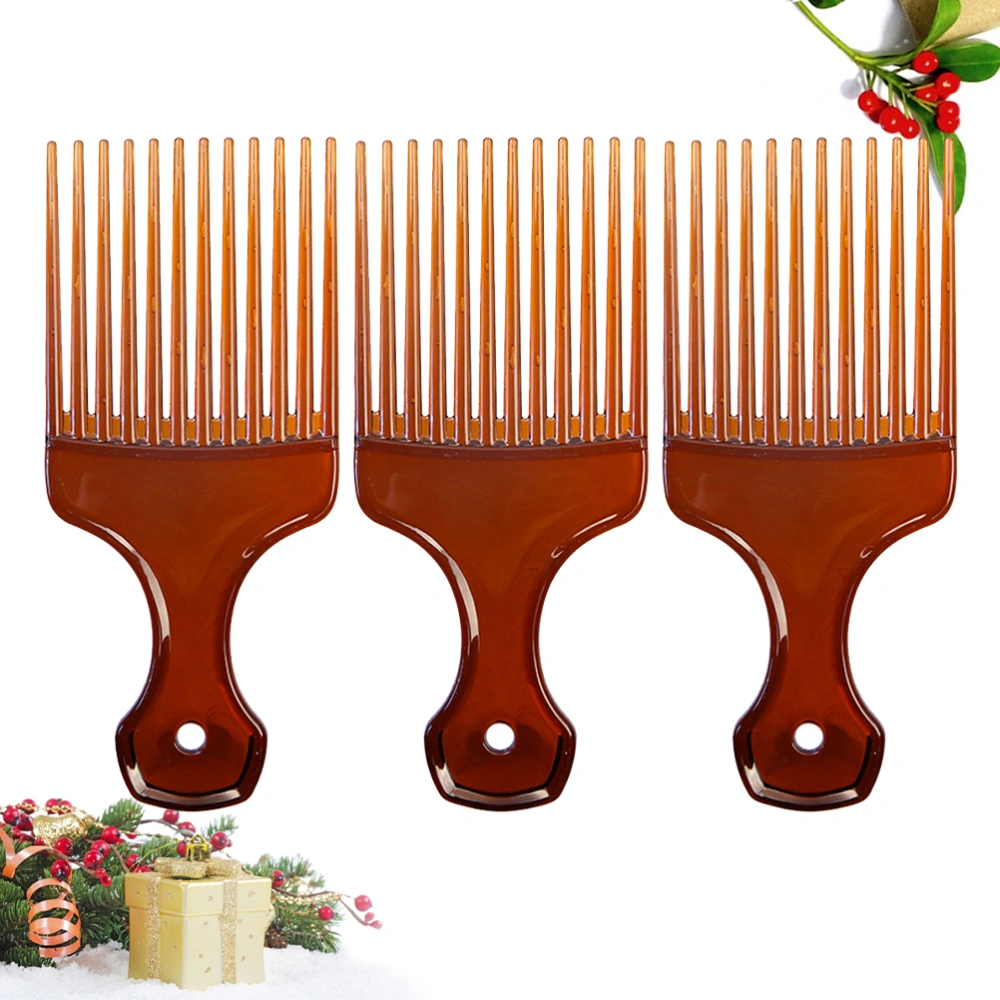 3PCS Scalp Massage Comb Portable Styling Hair Comb Plastic Hair Brush with Hanging Hole (Brown)