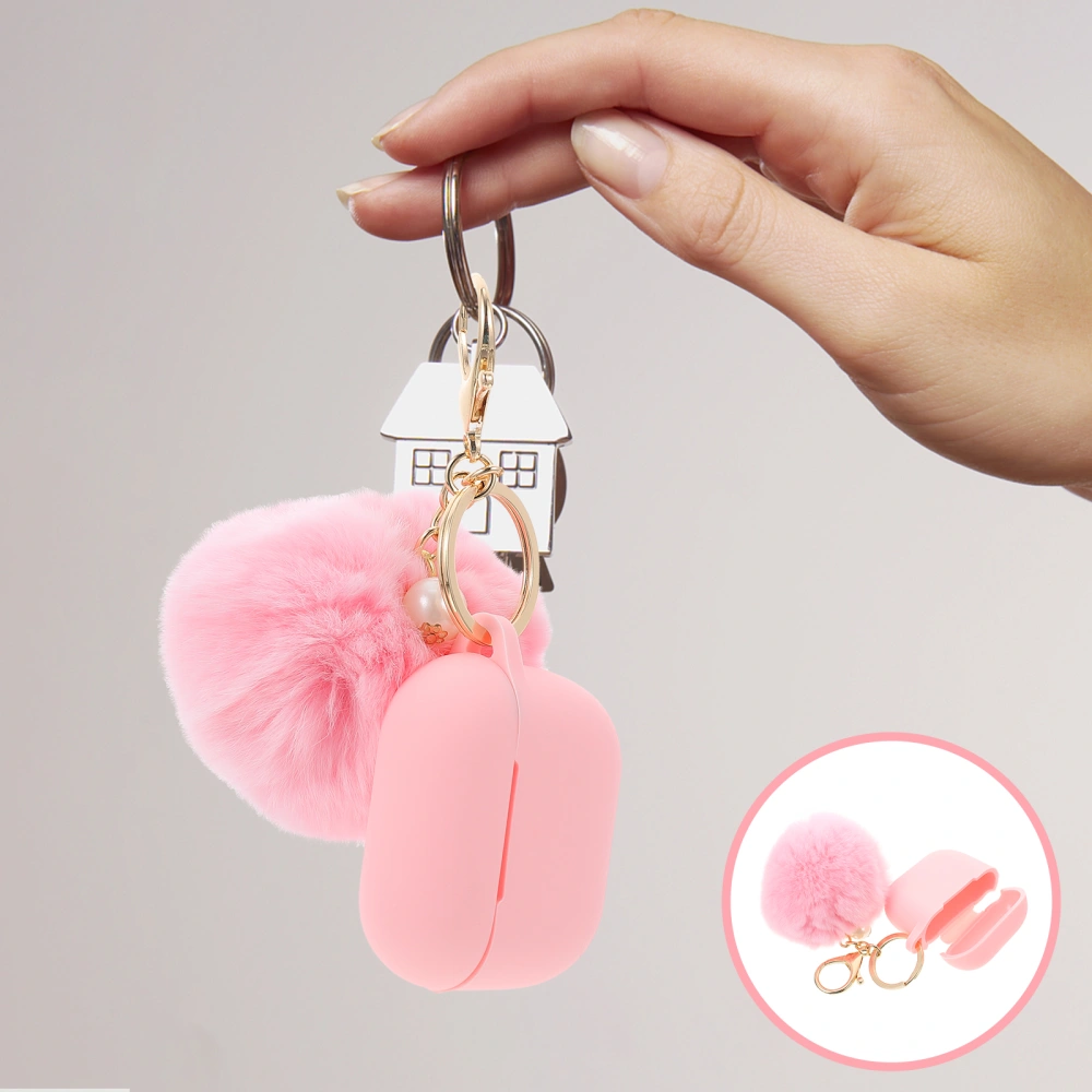 Earphone Silicone Cover Keychain With Hair Ball Ornament Compatible for Airpods 3