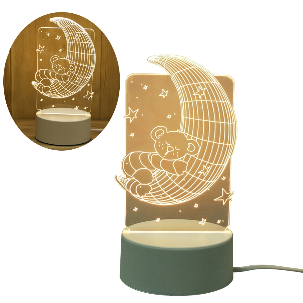 USB Rechargeable Night Lamp Moon Bear Bedside Lamp Table Light 3D LED Decorative Desktop Light Gifts for Birthday Wedding